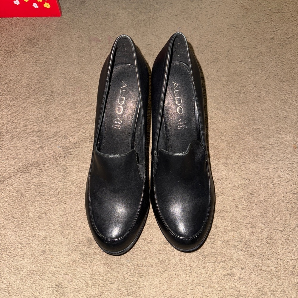 ALDO Women's Classic Black Platform Chunky Heel Loafers